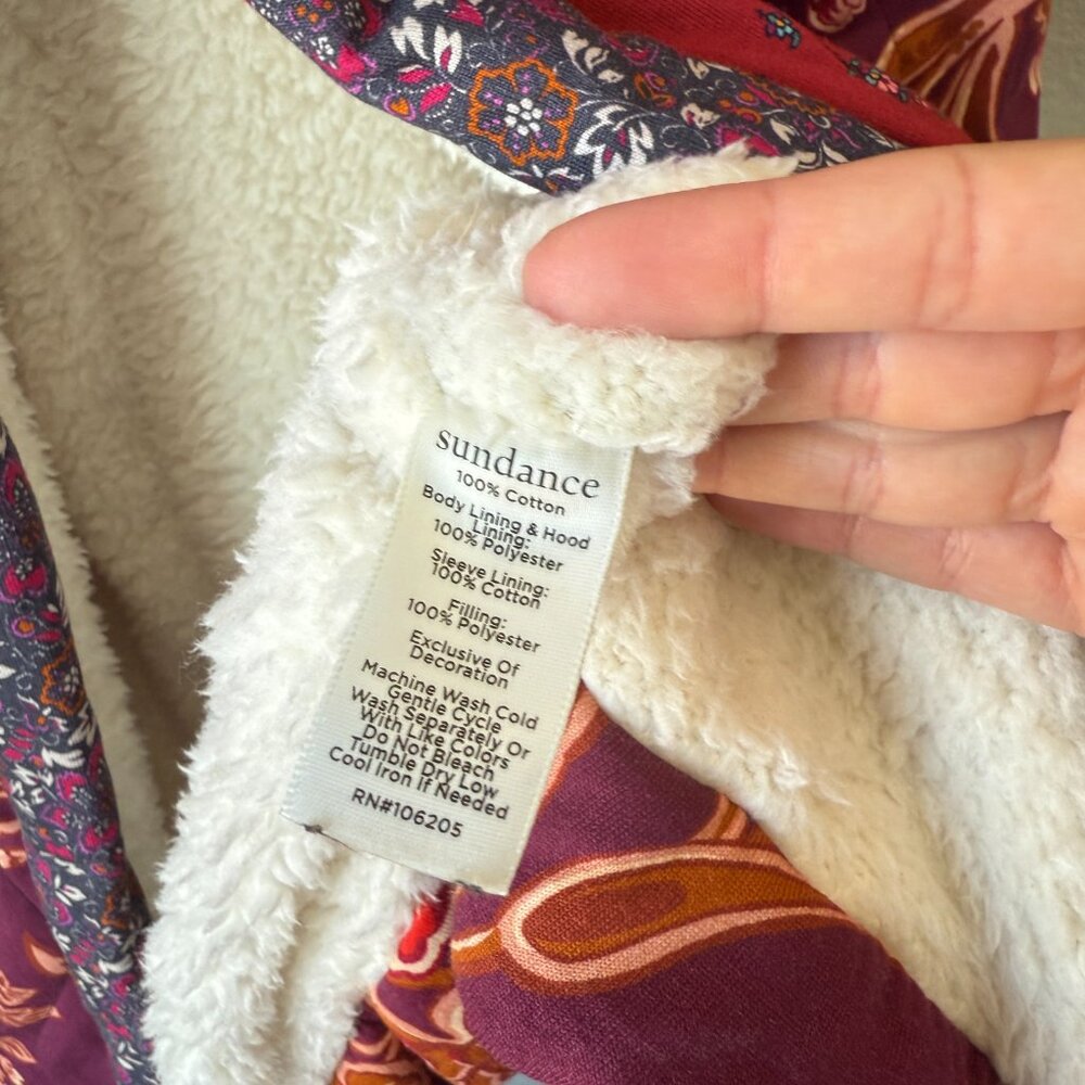 Sundance Linnea Robe Jacket Patchwork Sherpa Line… - image 7